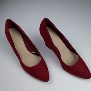 Forever 21 red faux suede wedge wedge heels size 8